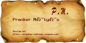 Prenker Mátyás névjegykártya
